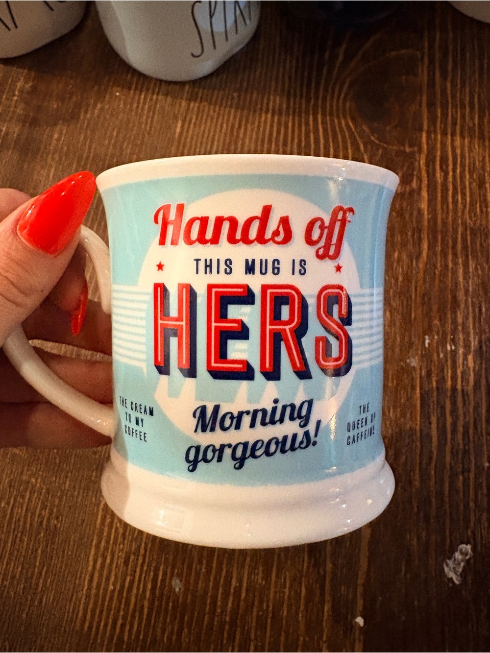 Diner mug. Hands Off This Mug Is Hers Ceramic Coffee Mug - Blue